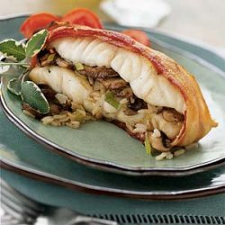 Roasted Mushroom-Stuffed Striped Bass