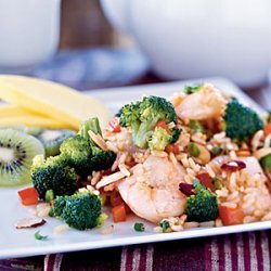 Shrimp and Broccoli Fried Rice with Toasted Almonds