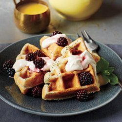 Lemon-Poppy Seed Belgian Waffles with Blackberry Maple Syrup