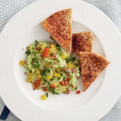 Edamame  Guacamole  with Chile-Dusted Pita Chips