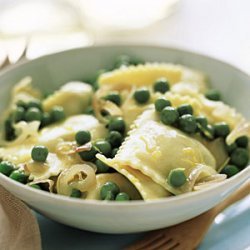 Ravioli with Peas and Shallots