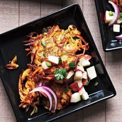 Curried Butternut Squash and Potato Latkes with Apple Salsa