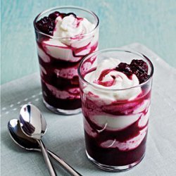 Greek Yogurt with Warm Black and Blueberry Sauce