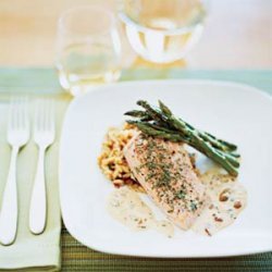 Oven-Baked Salmon with Picholine Olive Sauce