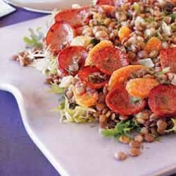 Kielbasa and Lentil Salad with Warm Mustard-Fennel Dressing