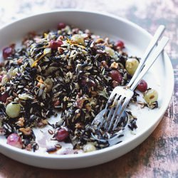Wild Rice Dressing with Roasted Grapes and Walnuts