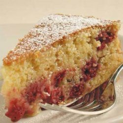 Fresh Corn Cake with Raspberries