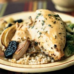 Roasted Chicken with Dried Plums and Shallots