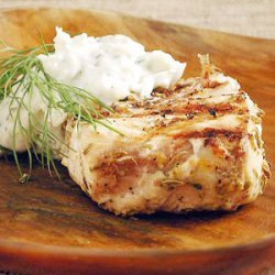 Fennel-Marinated Halibut with Fennel Tzatziki