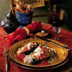 Pork-Stuffed Poblanos With Walnut Cream Sauce