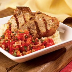 Grilled Veal Chops with Prosciutto Tomato Sauce