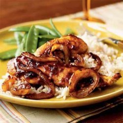 Sriracha-Glazed Chicken and Onions over Rice