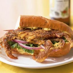 Cajun-Spiced Soft-Shell Crab Sandwich with Yellow Pepper and Caper Aioli