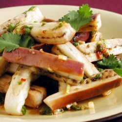 Steamed Japanese Eggplant with Spicy Green Onion-Ginger Sauce