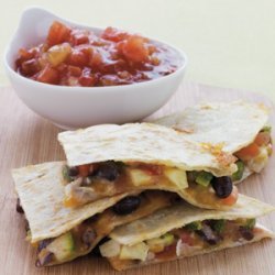 Zucchini, Corn, Black-Bean, and Jack-Cheese Quesadillas