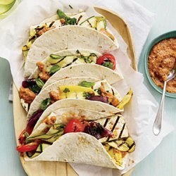 Tofu-and-Vegetable Tacos with Eggplant-Ancho Spread