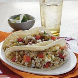 Soft Tacos with Green Chile–Cilantro Rice and Egg