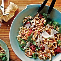 Sausage, Tomato, and Arugula Fettuccine