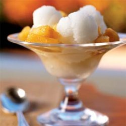 Vanilla Bean Sorbet with Pineapple Topping