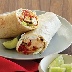 Chicken Fajita Burritos with Feta Crema