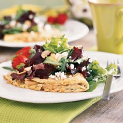 Onion and Fresh Herb Omelet with Mixed Greens