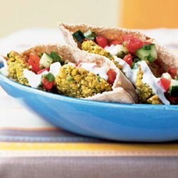 Falafel Pitas with Goat Cheese Sauce