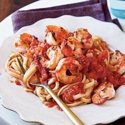 Spicy Shrimp over Linguine