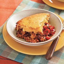 Turkey Chili Cheese Pie with Cornmeal Crust