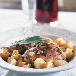 Braised Root Vegetables and Chicken Thighs