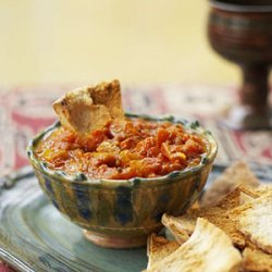 Tomato Chutney with Baked Pita Chips