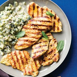 Grilled Yogurt Chicken with Cucumber Salad