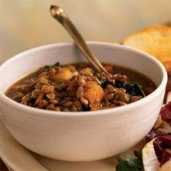 Lentil Soup with Balsamic-Roasted Winter Vegetables