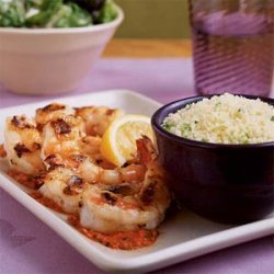 Shrimp Skewers with Romesco Sauce