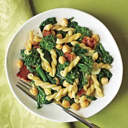 Gemelli with Broccoli Rabe, Bacon, and Chickpeas