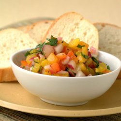 Roasted Tricolored Peppers with Crostini