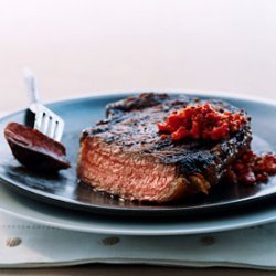 Rib-Eye Steaks with Harissa-Style Relish