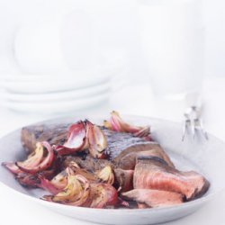 Grilled Balsamic-Marinated London Broil with Red Onions