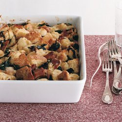 Arugula, Bacon, and Gruyère Bread Pudding