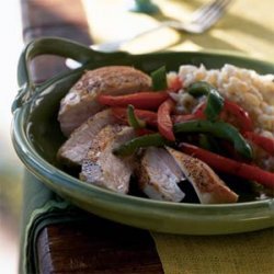 Bell Pepper Chicken with Feta Orzo