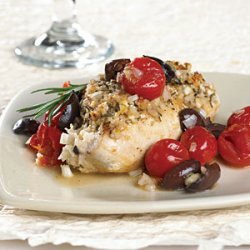 Rosemary-Feta Chicken with Cherry Tomato-Olive Sauce