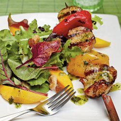 Tropical Salad with Pork Kabobs and Citrus-Chimichurri Vinaigrette