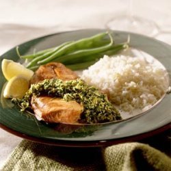 Soy-Salmon With Cilantro-Coconut Chutney