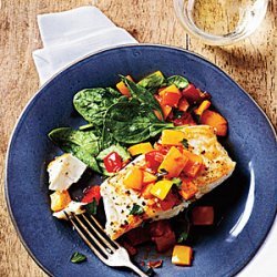 Pan-Seared Halibut with Bell Pepper Relish