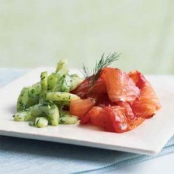 Dill and Beet-Cured Salmon with Cucumber Salad