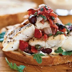 Halibut Sandwiches with Grilled Puttanesca Salsa