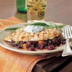 Pan-Grilled Chicken with Cranberry Salsa