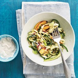 Zucchini Ribbons and Peaches with Macadamia Cream