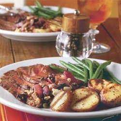 Grilled Steak and Potatoes With Red Onion Relish