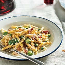 Strozzapreti with Favas, Peas, and Prosciutto