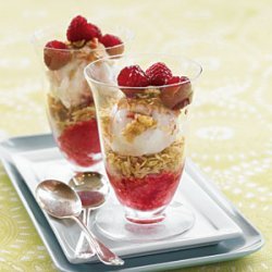 Raspberry and Coconut Parfaits with Coconut-Walnut Crunch